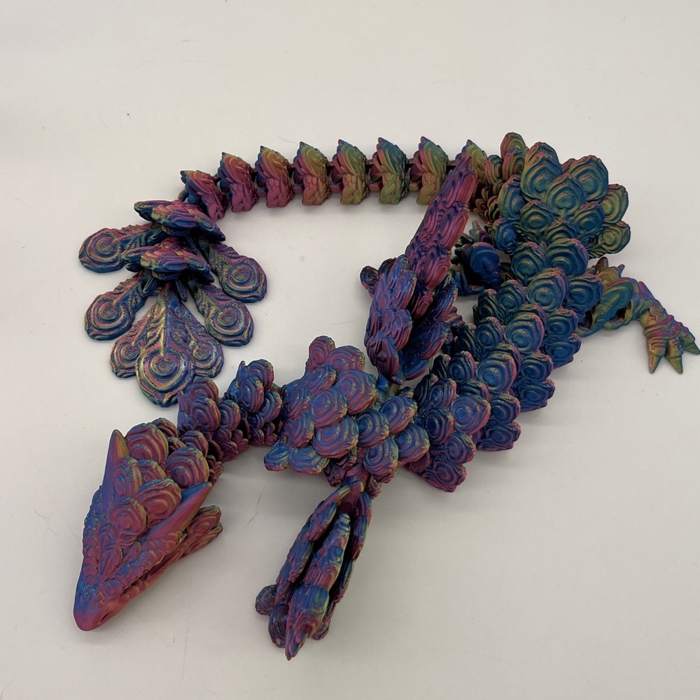 3D printed Articulated Peacock Winged Dragon π Fidget Toy Fun Collectible β¦ - Picture 2 of 3